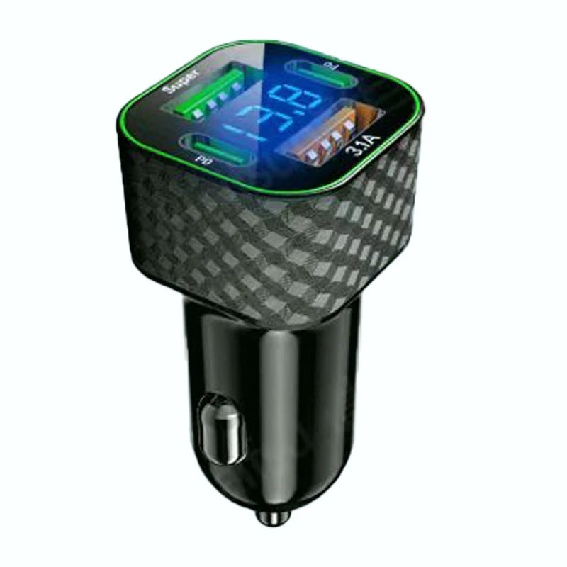 Carregador de Isqueiro Ultra-Rápido 4 em 1 com Ecrã LED – CantoPratiko