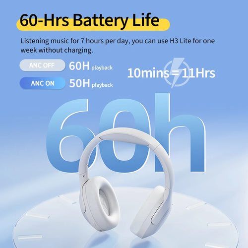 Auscultadores Sem Fios QCY H3 Lite ANC Original – Canto Pratiko | Bluetooth 5.3 com Cancelamento de Ruído Ativo e Som HiFi