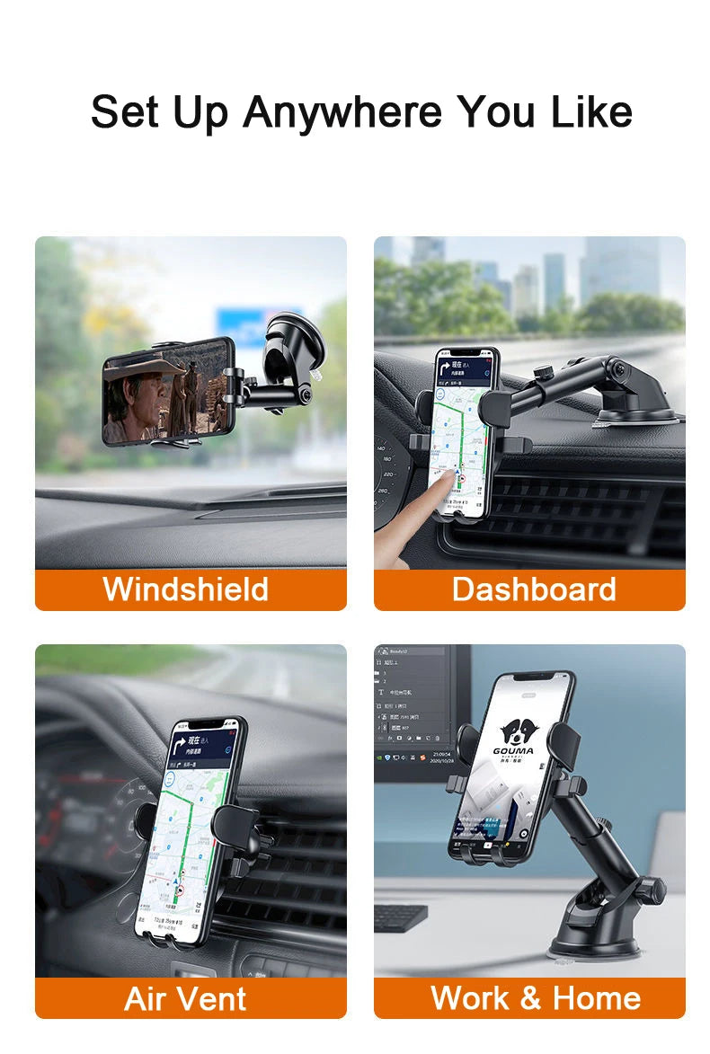 Suporte de Telemóvel por Gravidade com Ventosa 360° NOVO 2026 – CantoPratiko